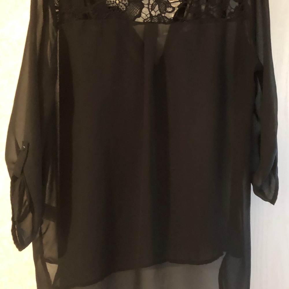 NWOT Sheer Black Hi-Lo Blouse